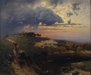 Freight of Timber Landscape with Lightning HOFFMANN, Hans